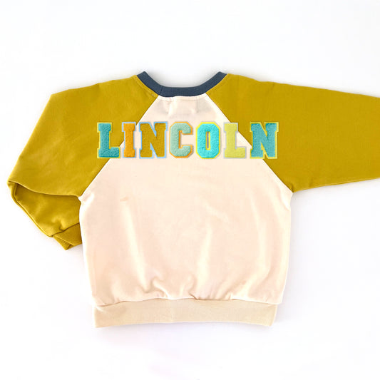 Custom Kids Yellow Sweatshirt - 7 Letters